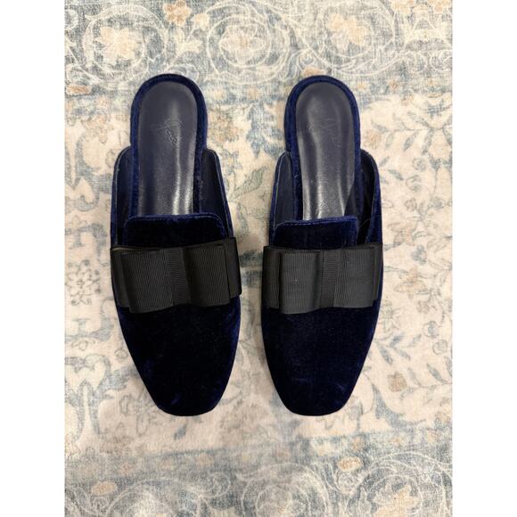 Joie Crushed Blue Velvet Mules Size 6 - Picture 2 of 7